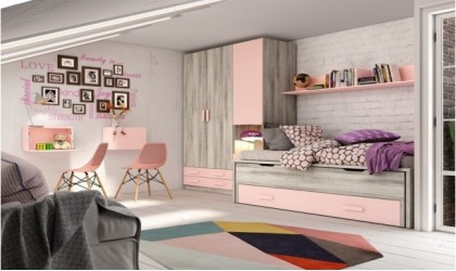 Habitación juvenil con armario moderna y barata