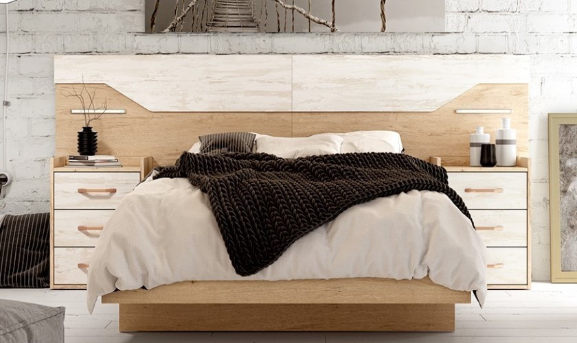 Dormitorio moderno con luces leds para cama de 150 x 190