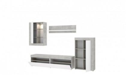 Mueble de comedor moderno con vitrina y leds de 265 cm
