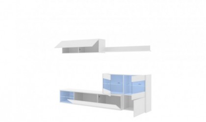 Mueble de comedor moderno con vitrina y leds de 260 cm