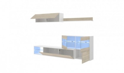 Mueble de comedor moderno con vitrina y leds de 260 cm