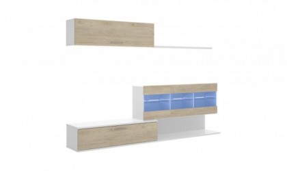 Mueble de comedor moderno con Vitrina y Leds de 260 cm