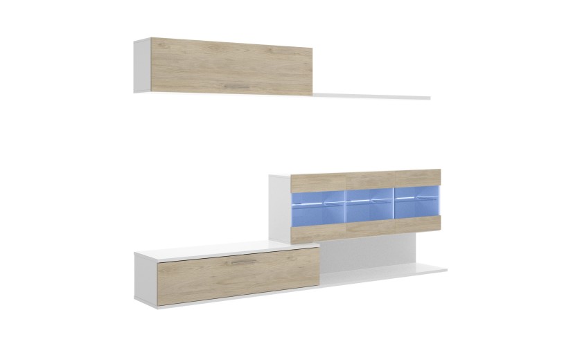 Mueble de comedor moderno con Vitrina y Leds de 260 cm