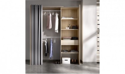 Armario Kit Vestidor Con 1 Cajón Y Cortina